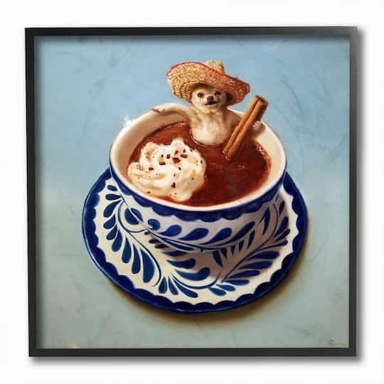 Stupell Industries Chihuahua Hot Chocolate Pet Animal Humor Café,12" x 12"
